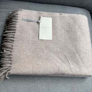 Alicia Adams Alpaca Blend Classic Throw Blanket Beige Luxury 51" x 71" New